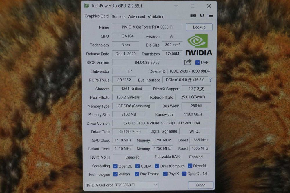 Видеокарта RTX 3060 Ti 8GB HP Nvidia GPU / вкл ДДС