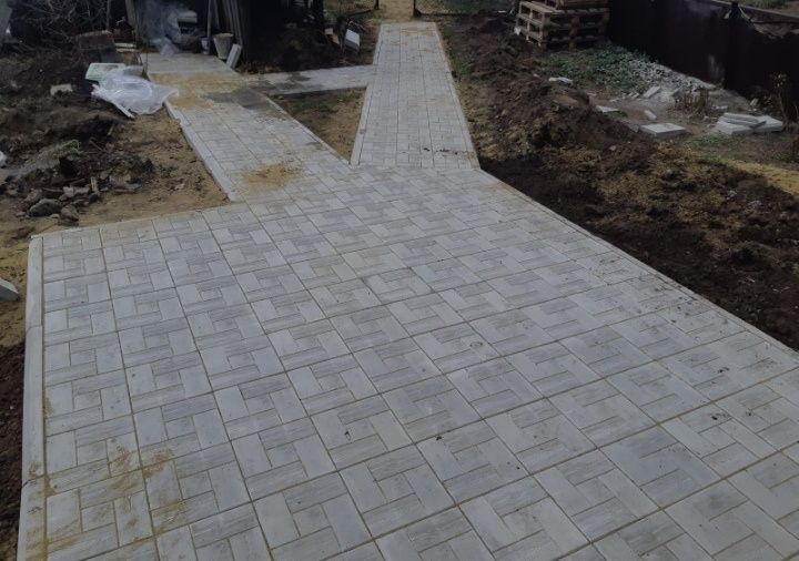 Укладка брусчатки, тротуарная плитка