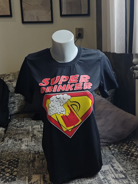 Тениска с щампа - Super Drinker