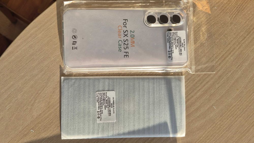 Калъф, кейс за samsung s25 fe прозрачен + подарък протектор - НОВ