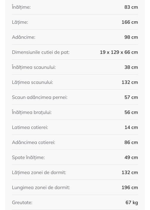 Canapea 3 locuri extensibila cu spatiu depozitare