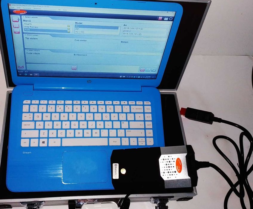 Kit diagnoza auto 12/24V obd2 led bluetooth+laptop full activat, tester auto pentru turisme si camioane in limba romana, totul instalat si activat