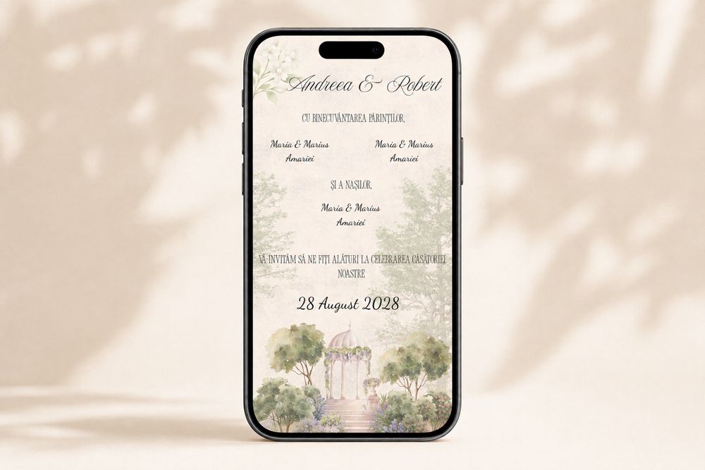 Invitatie digitala animata pentru nunta | RSVP + Google Maps