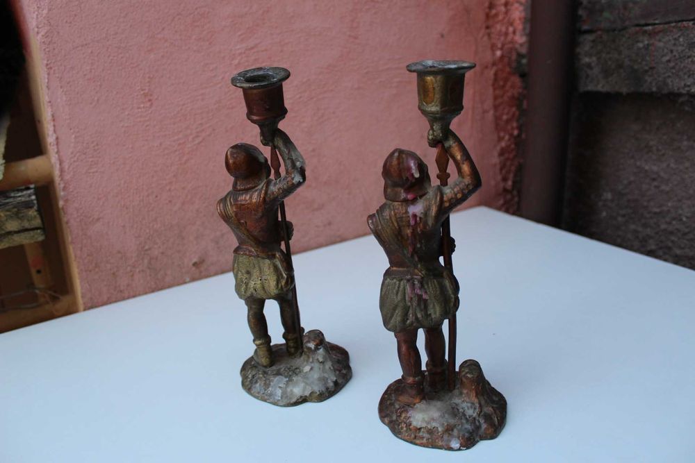 Set 2 sfestnice metal SOLDATI Halebardieri suport lumanare