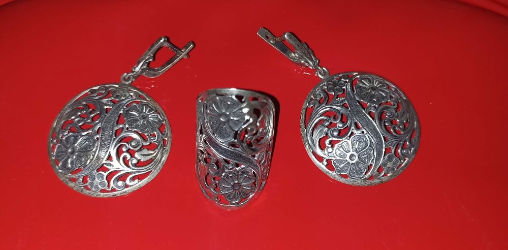 Серебро 925 пробы серьги и кольцо