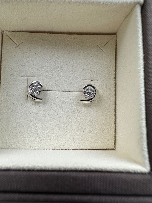 Cercei aur alb cu diamante