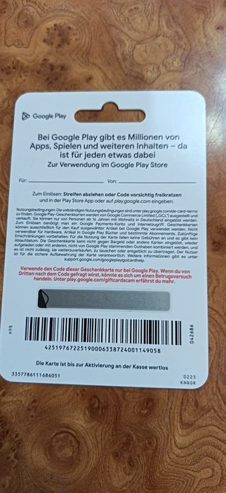 Vând Card Google Play