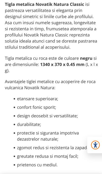 Tabla Novatik Natura Classic, acoperire cu roca vulcanica