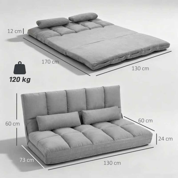 HOMCOM Сгъваем разтегателен диван с 3-позиционна регулируема облегалка