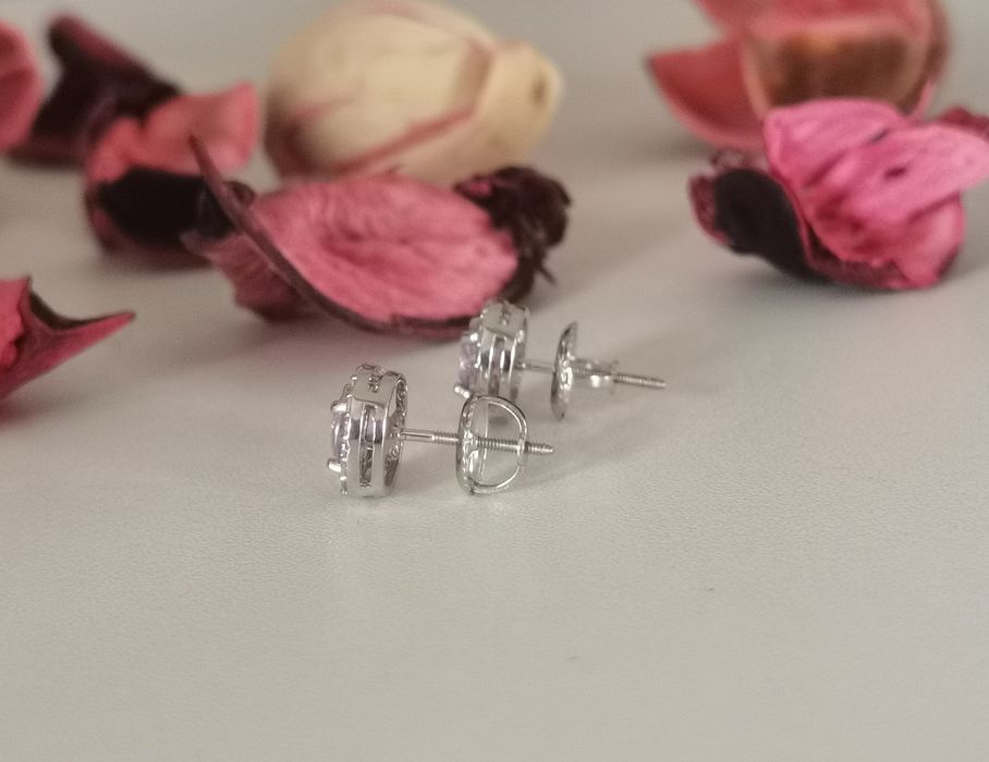 Cercei din aur de 14K cu safir roz și diamante naturale