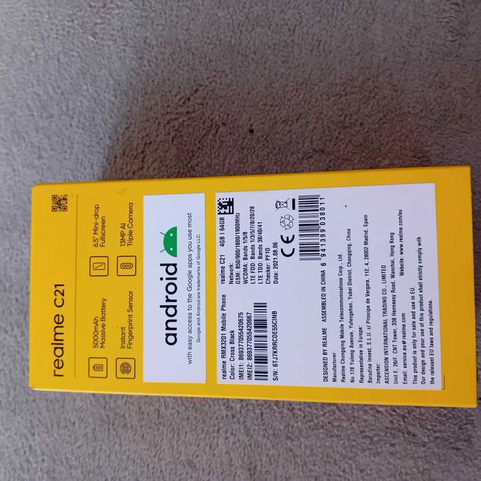 Realme c21 64gb 4ram 2 sim