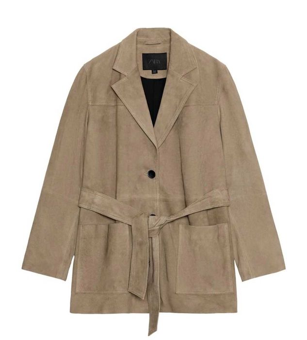 Яке ZARA от естествена кожа с колан