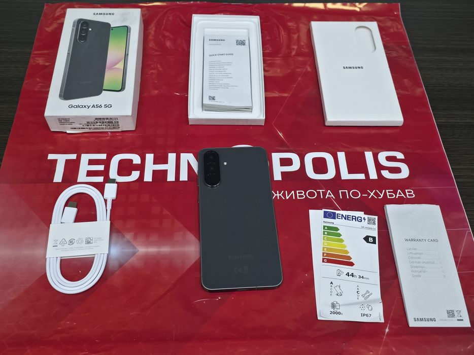 ***128GB Samsung A56 5G Гаранция Технополис 2028г. Graphite / Сив / Черен