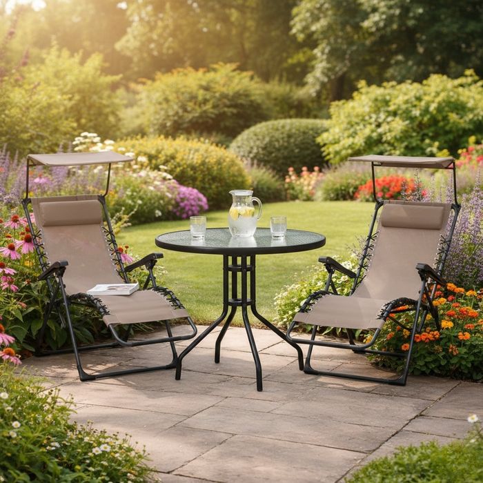 2 сгъваеми шезлонга Chair3 и масичка за кафе  CRM3