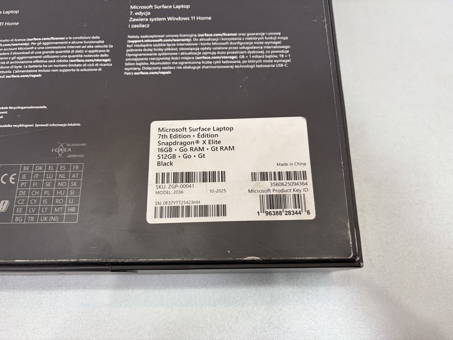 Microsoft Surface Laptop 7th Edition, X Elite, SSD 512, RAM 16 GB, nou