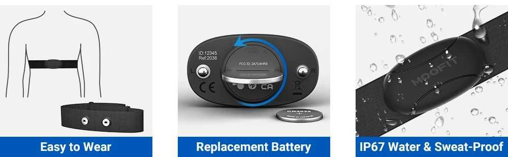 Спортен монитор за сърдечен ритъм Moofit HR8 Heart Rate Monitor