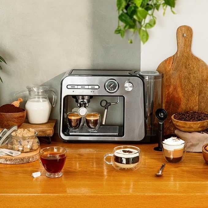 Cecotec Espressomaschine Power Espresso 20 Square Pro, 1450W, 20 бара, , 1 литър, Термоблок, изпарител, 2 чаши за кафе, тава за затопляне на чаши