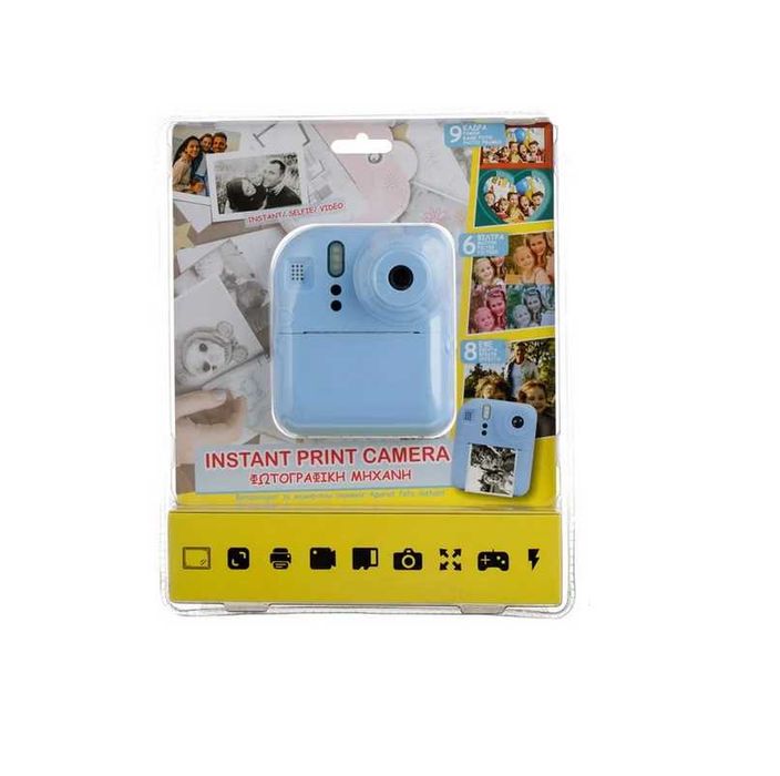 Детски фотоапарат+принтер Mercado Trade, За моментни снимки, Син