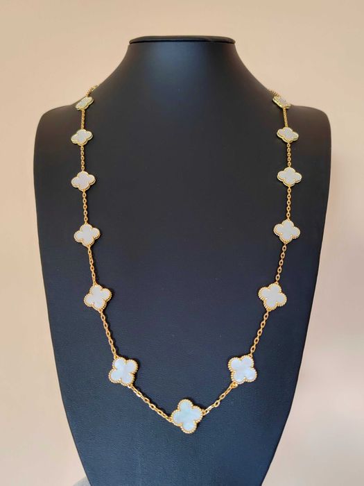 Дълго дамско колие с 20 детелини от бял седеф Van Cleef & Arpels VCA
