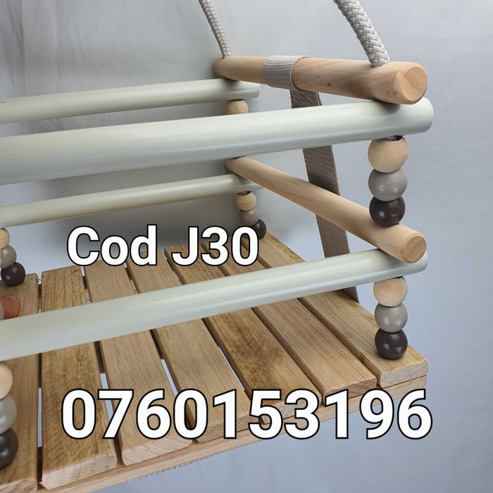 Leagan din lemn cu Franghie-Pt Copii-Pt interior sau exterior-J30