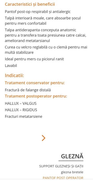 Pantof post operatoriu