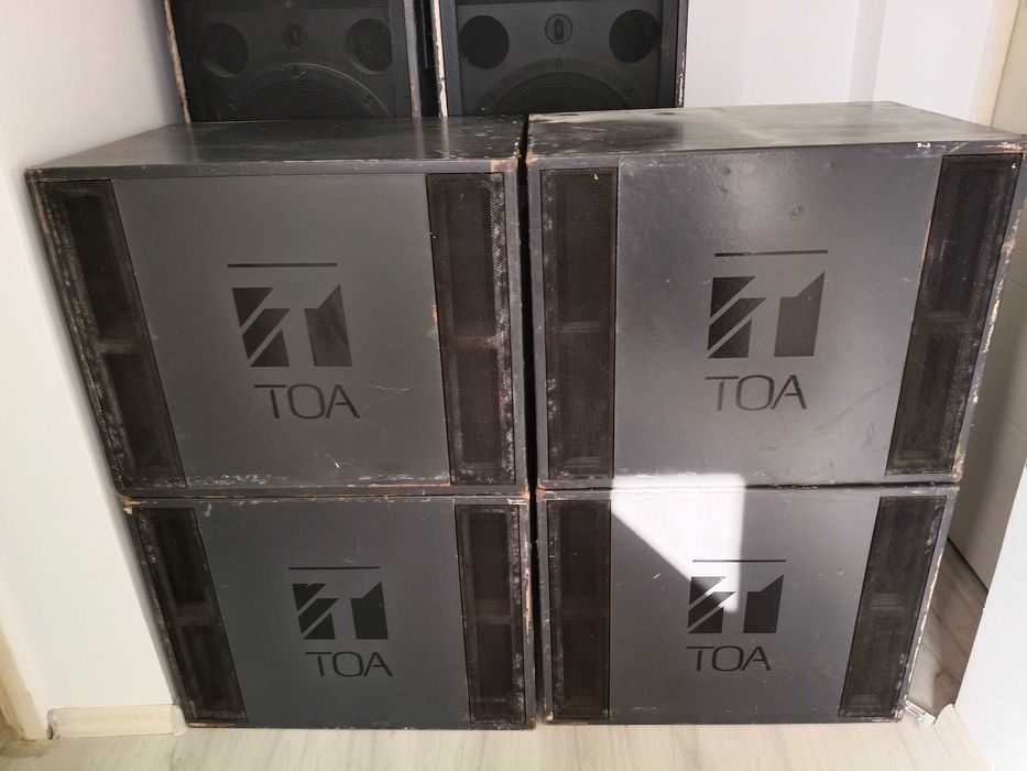 8 бр. Професионални тонколони TOA (4 Топа + 4 Бас каси) 15" Японски, за ремонт