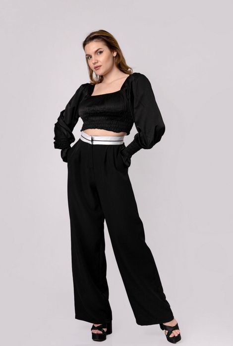 Черен панталон широк