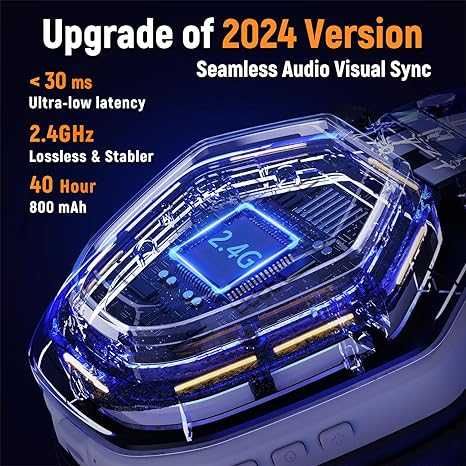 Ozeino 2 ,4 GHz безжични геймърски слушалки за PC, Ps5, Ps4