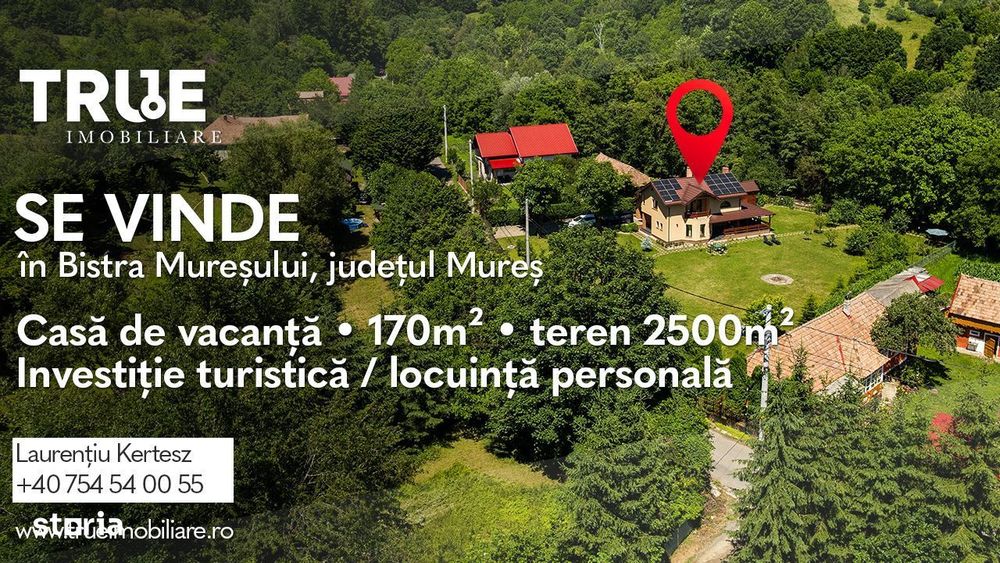 Casă de vacanță premium • 170 m² • Teren 2.500 m² • Bistra Mureșului
