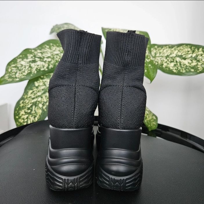 Sneakers Wedge, cu Platforma, Negru, talpa inalta, Toamna, Dama  37