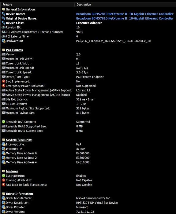 Placa retea 2 porturi 10gb, HP 530T, Broadcom BCM57810
