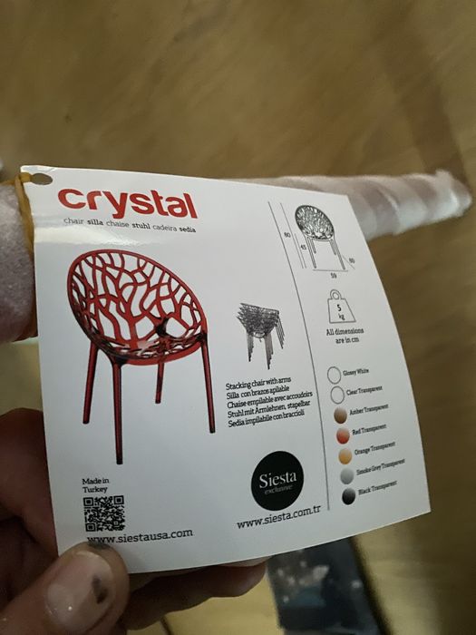 Vand set masa si 4 scaune Cristal pe alb sau rosu