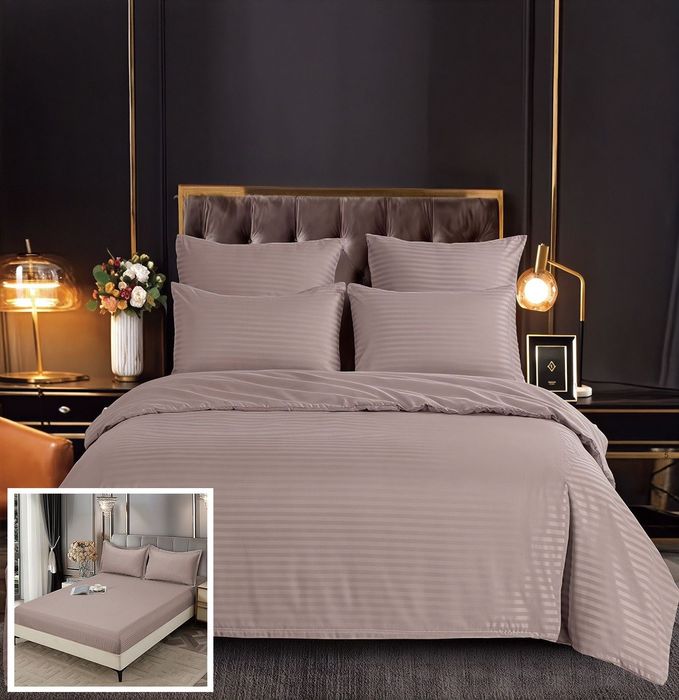 Lenjerie Damasc Chindia Dc007, Damasc, 6 Piese, Cu Elastic, Bej