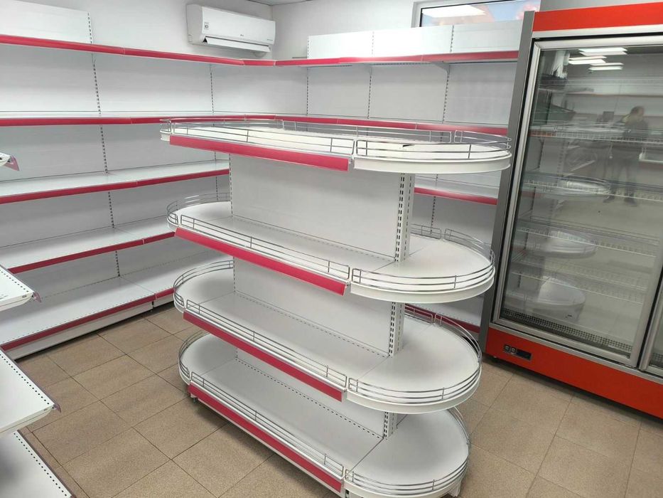 Метални стелажи за магазини - търговско оборудване, рафтове, кошници