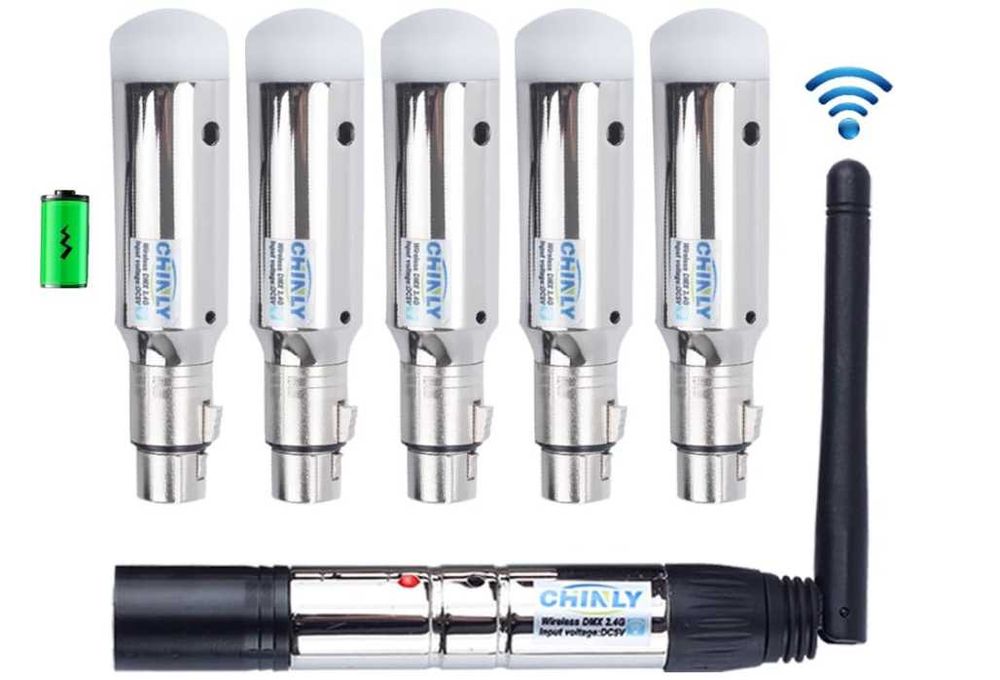 DMX wireless 512 Chinly 1 transmiter 5 recivere Controller pe baterie