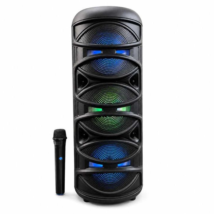 Огромна Мощна RGB Тонколона с Подарък Микрофон 3 Говорителя по 6.5 инча