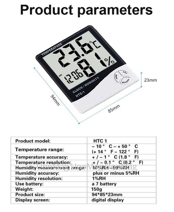 Ceas / Termometru si Higrometru Digital