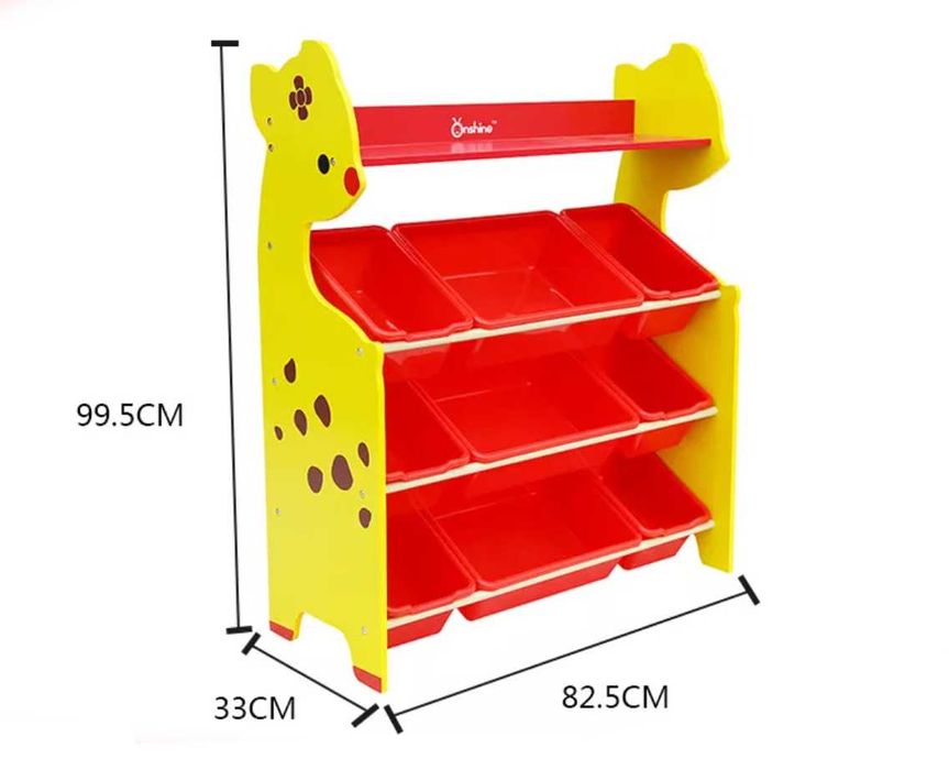 Голяма дървена етажерка органайзер за играчки и книги с 9 коша