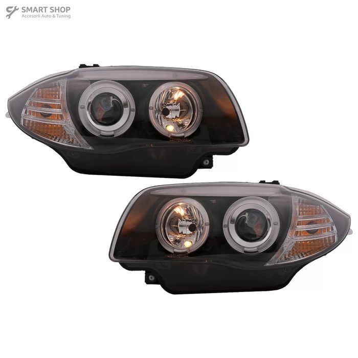 Faruri Angel Eyes BMW Seria 1 E81 E82 E87 E88 (2004-2011) Negru