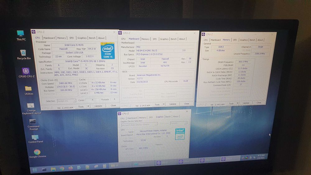 kit msi h81m + i5-4570 + cooler + ram