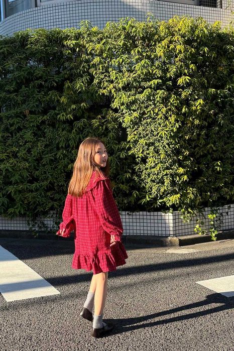 Детска рокля Zara червено каре размер 122