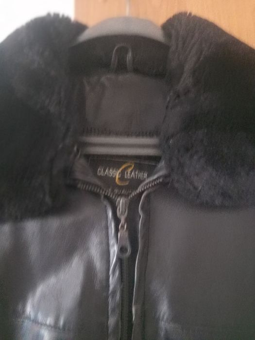 Дамско черно яке от естествена кожа XL р.