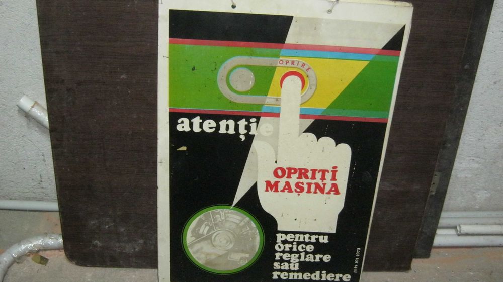 Table PROTECTIA MUNCII,comunism,anii '70.(36X53,5cm)