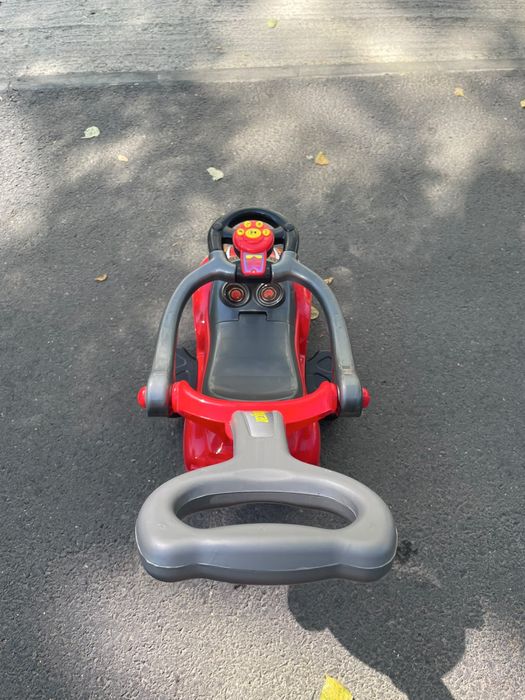 Mașinuță BabyCar 3 în 1, cu mâner pentru părinte – roșie