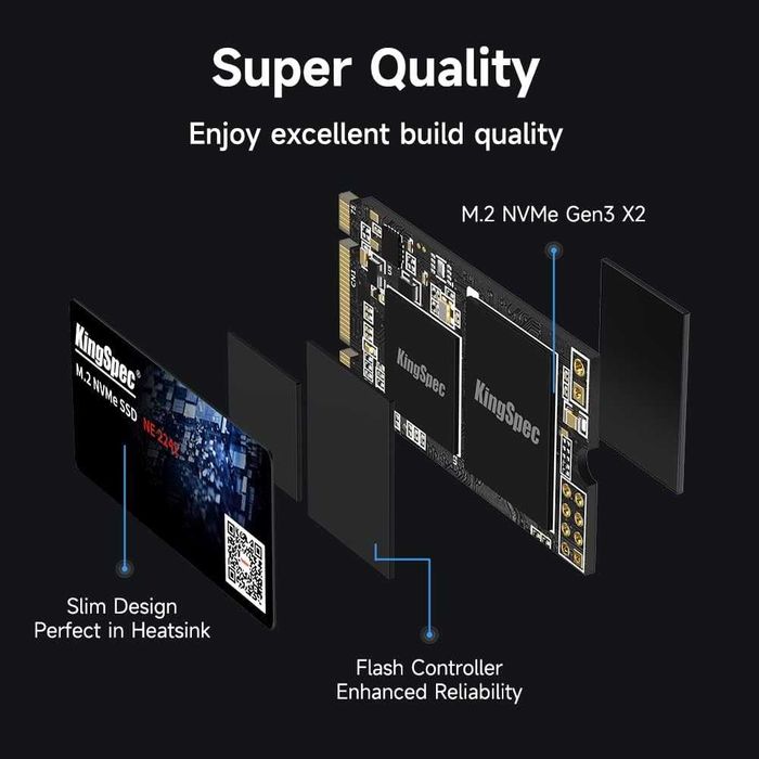 KingSpec 1TB NVME SSD M.2 B+M key 2242 PCIe for Laptop WWAN
