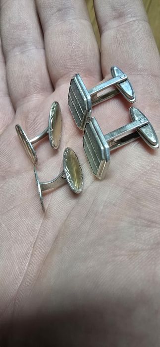 Butoni argint vechi aurit