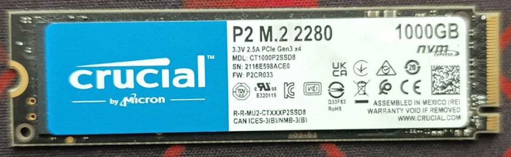 M.2 nvme 1Tb Crucial yaxshi holatda!