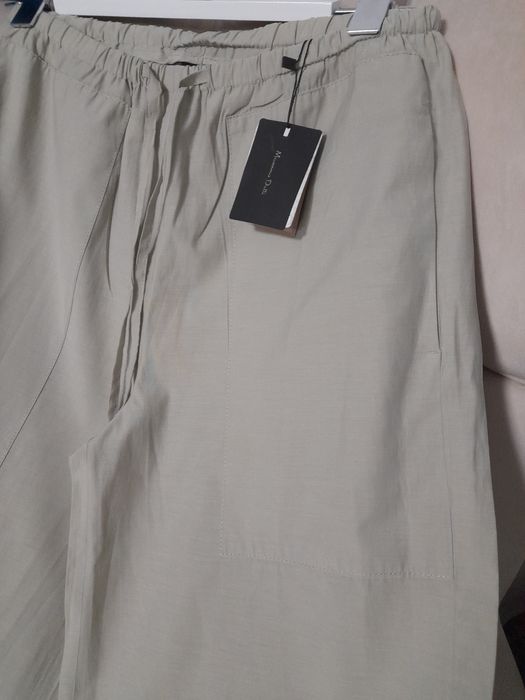 Pantaloni Massimo Dutti din bumbac wide leg verde pastel marimea XZ