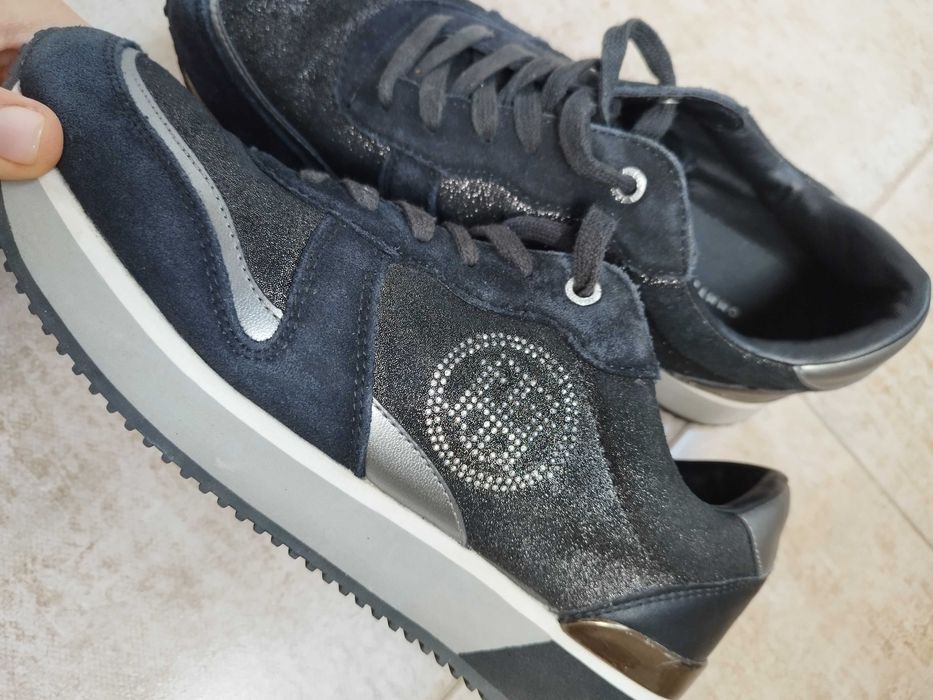 Оригинални  брокатени маратонки Tommy Hilfiger естествена кожа