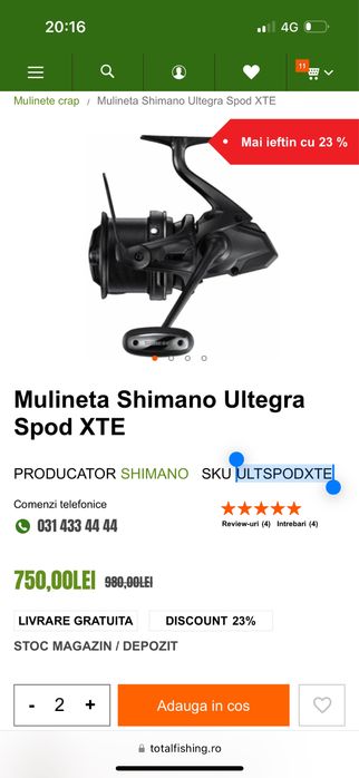 Mulinete Shimano noi in cutie Ultegra XTE 14000